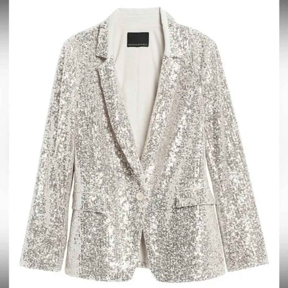 Banana Republic Soft Sequin Blazer Women's Size 6